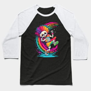 Dancing Skeleton Rainbow Baseball T-Shirt